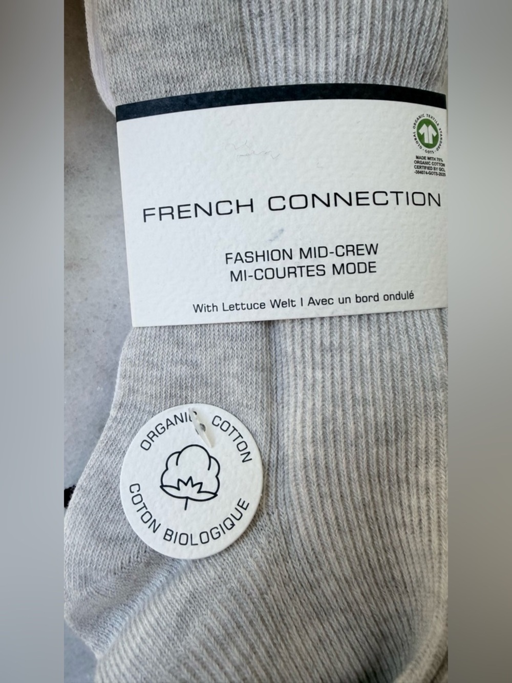 French Connection women Mid-Crew Socks - Light Gray, White & Black - Picture 7 of 10